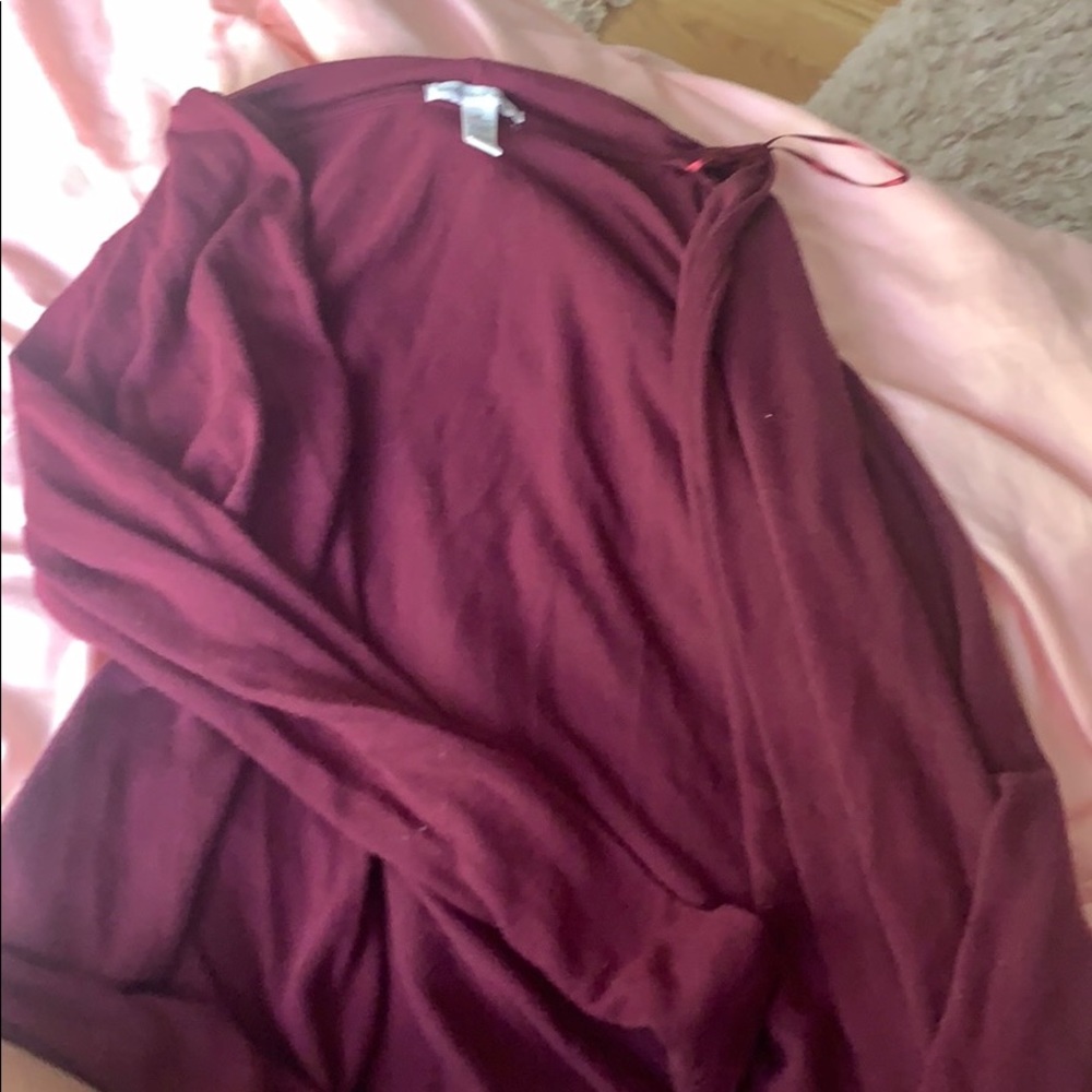 maroon cardigan